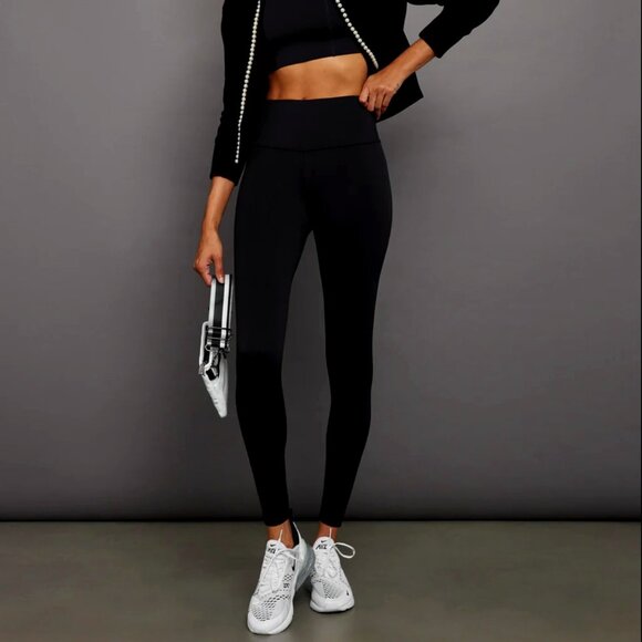 Carbon38 Pants - Carbon38 | High Rise Full-Length Legging in Diamond Compression - Black Sz. Lg